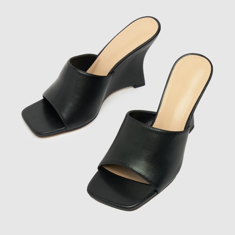 Schuh Samira Cuña Mule Tacones Altos Negro Dr.martens Botas