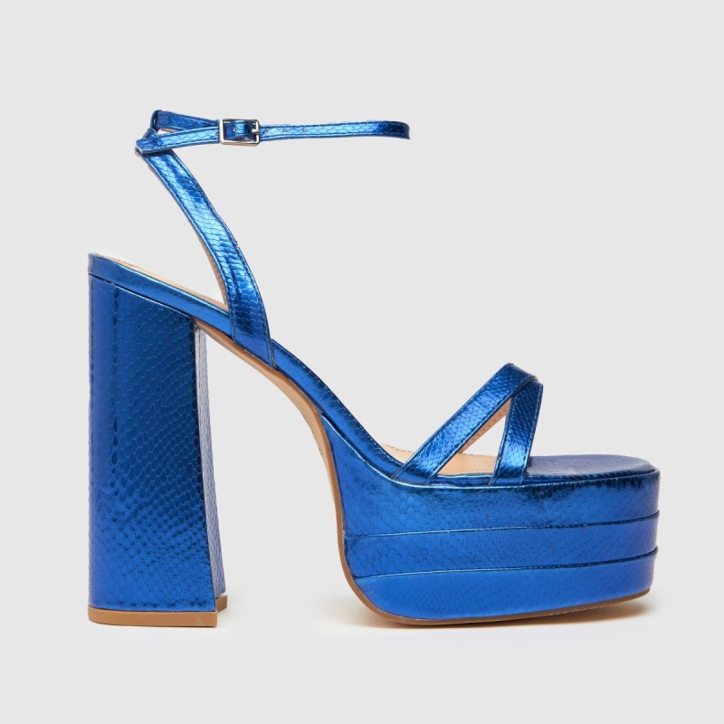 Azul Dr.martens Botas Schuh Sonia Plataforma Bloque Tacones Altos