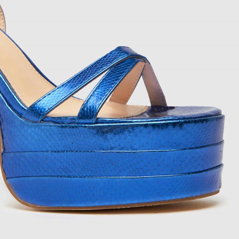 Azul Dr.martens Botas Schuh Sonia Plataforma Bloque Tacones Altos