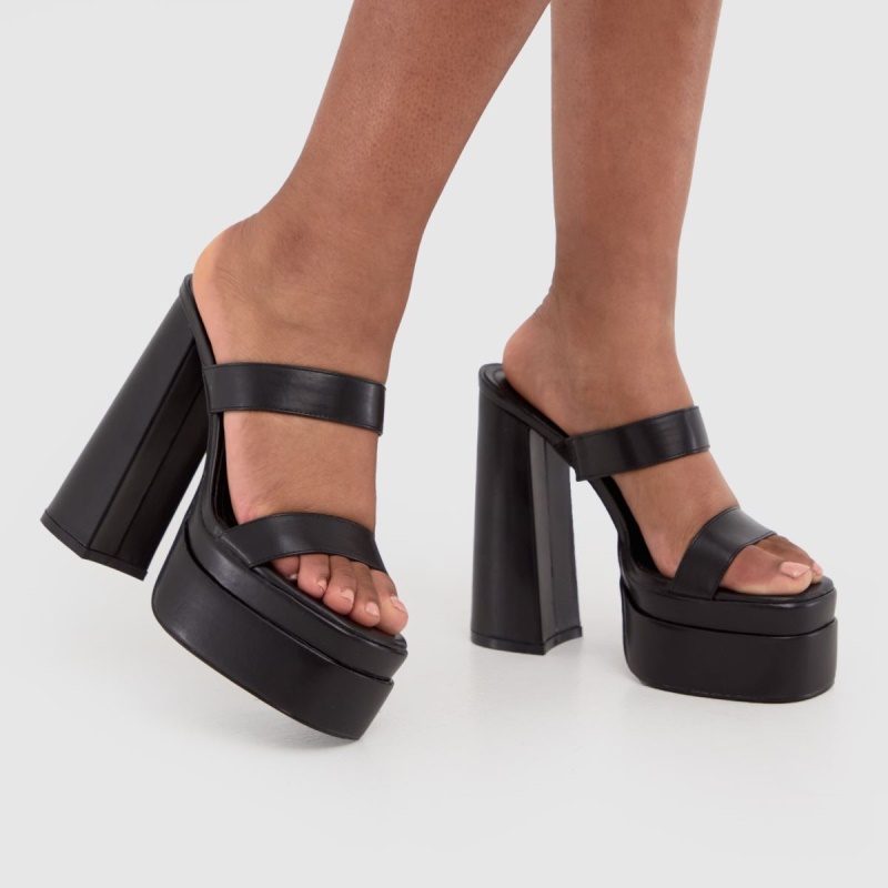 Simmi Robin Stacked Mule Tacones Altos Dr.martens Botas Negro