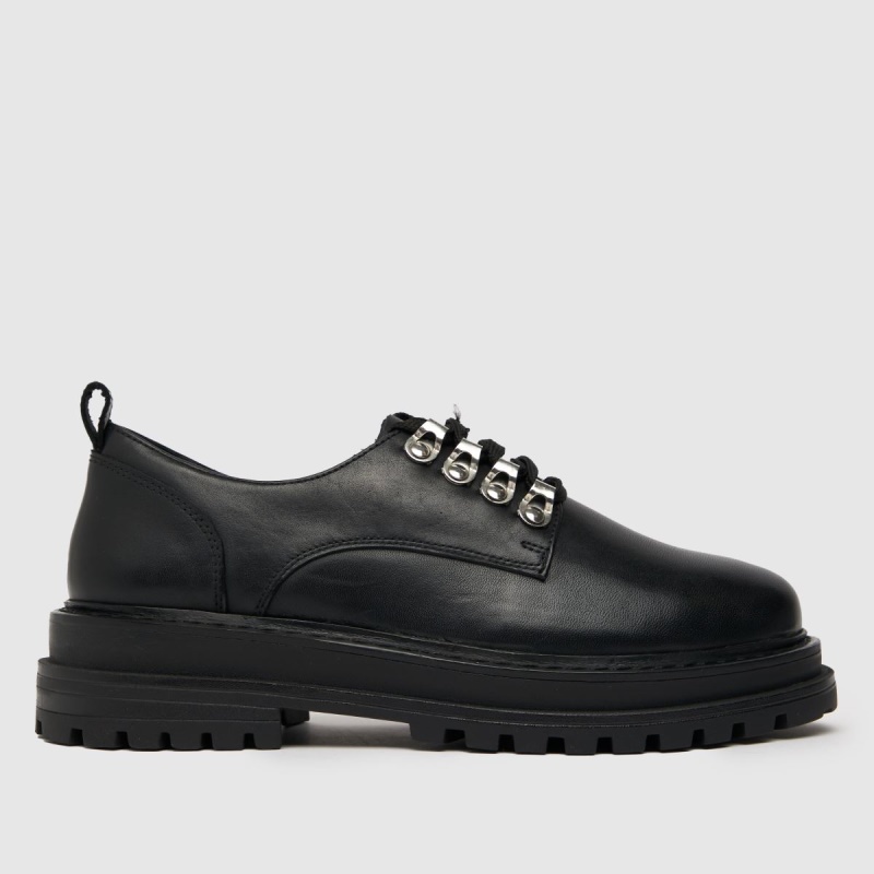 Negro Schuh Lucinda Cuero Excursionista Zapatos Planos Con Cordones Dr.martens Botas