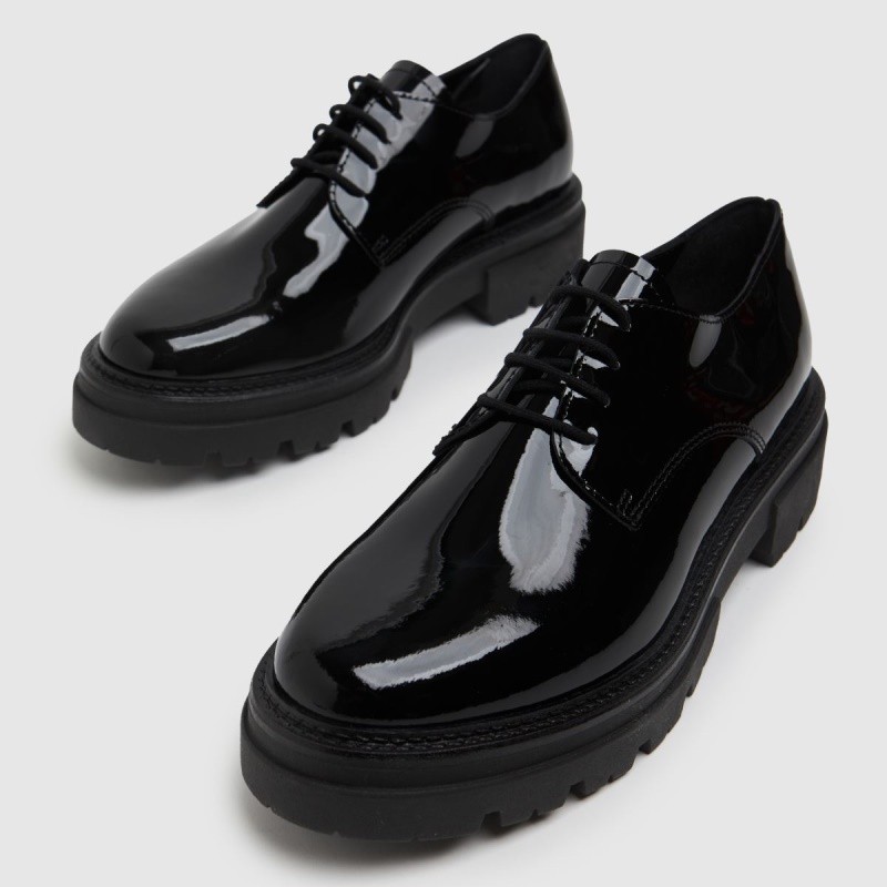 Zapatos Planos Con Cordones Libra De Charol Schuh Dr.martens Botas Negro