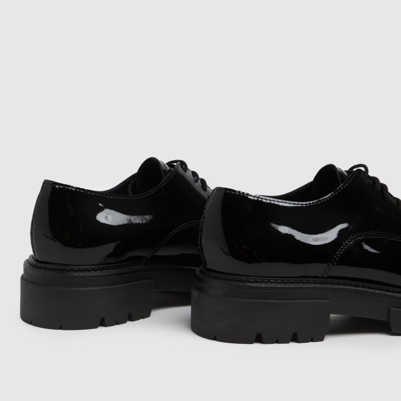 Zapatos Planos Con Cordones Libra De Charol Schuh Dr.martens Botas Negro