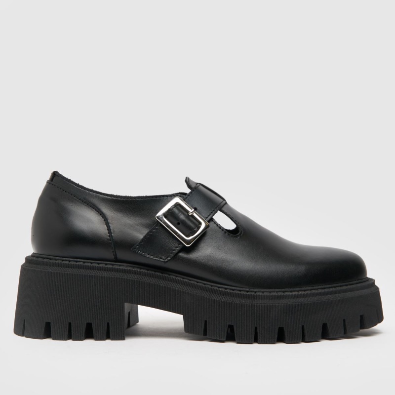 Schuh Lavinia Cuero T Bar Zapatos Planos Dr.martens Botas Negro