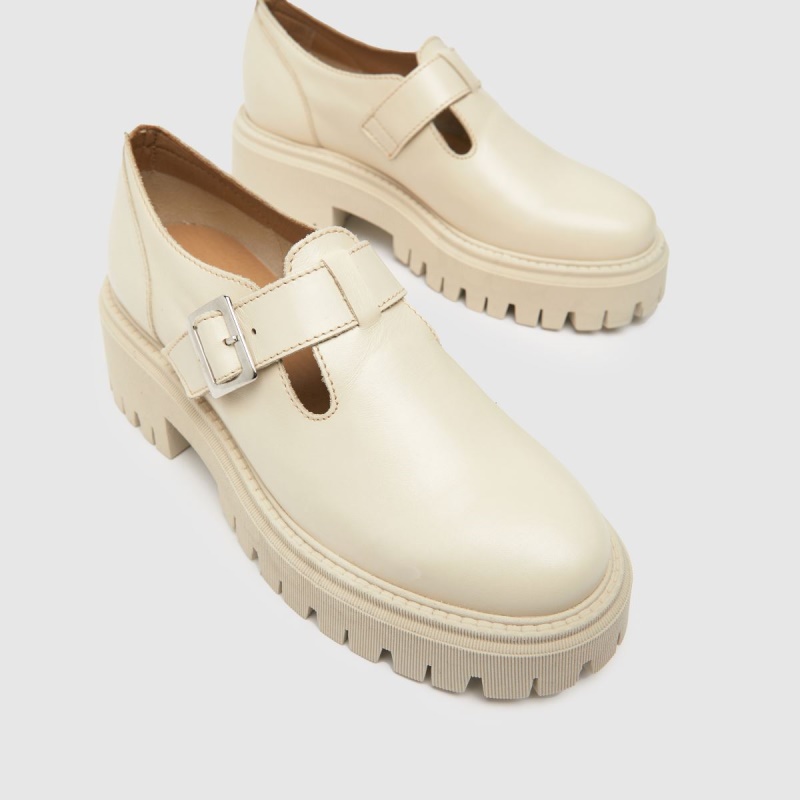 Blanco Dr.martens Botas Schuh Lavinia Cuero T Bar Zapatos Planos