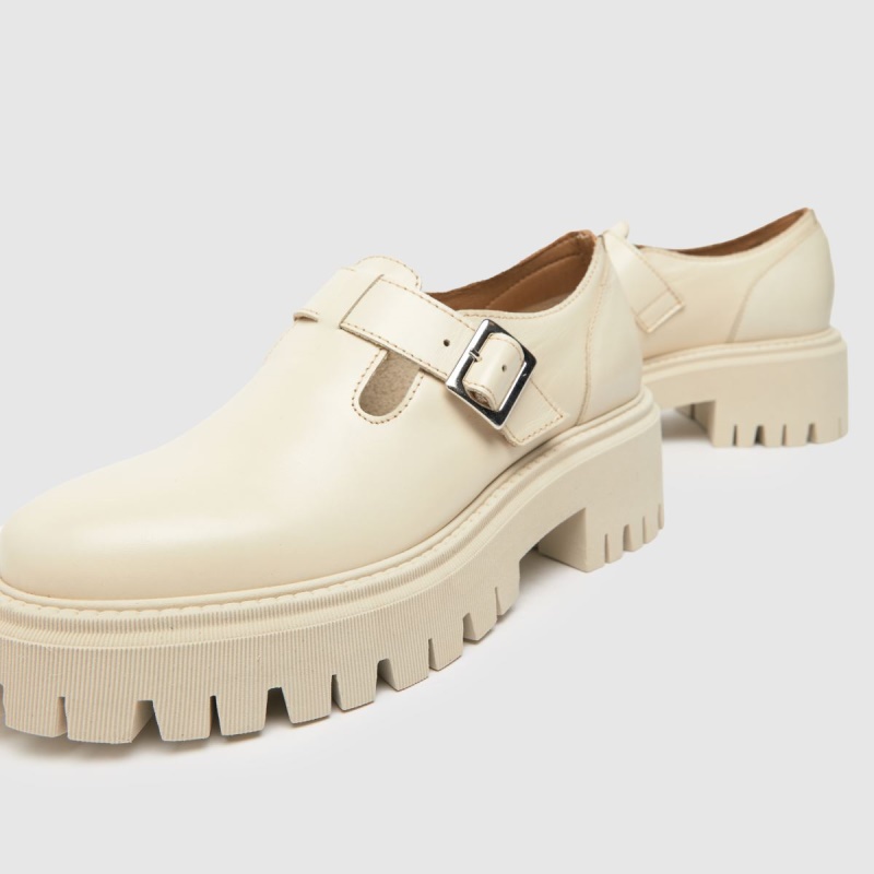 Blanco Dr.martens Botas Schuh Lavinia Cuero T Bar Zapatos Planos