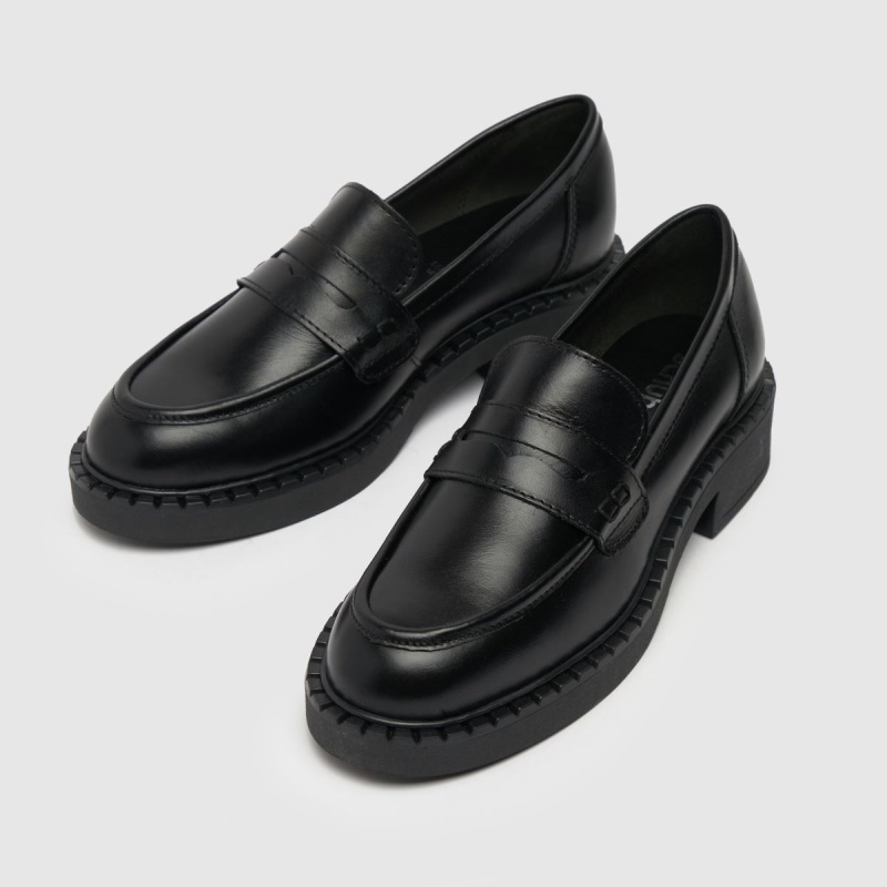 Negro Schuh Libby Mocasines De Cuero Zapatos Planos Dr.martens Botas