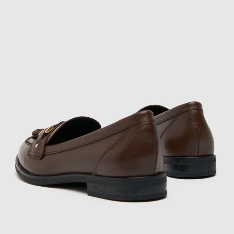 Marrón Oscuro Schuh Liv Cuero Borla Mocasín Zapatos Planos Dr.martens Botas