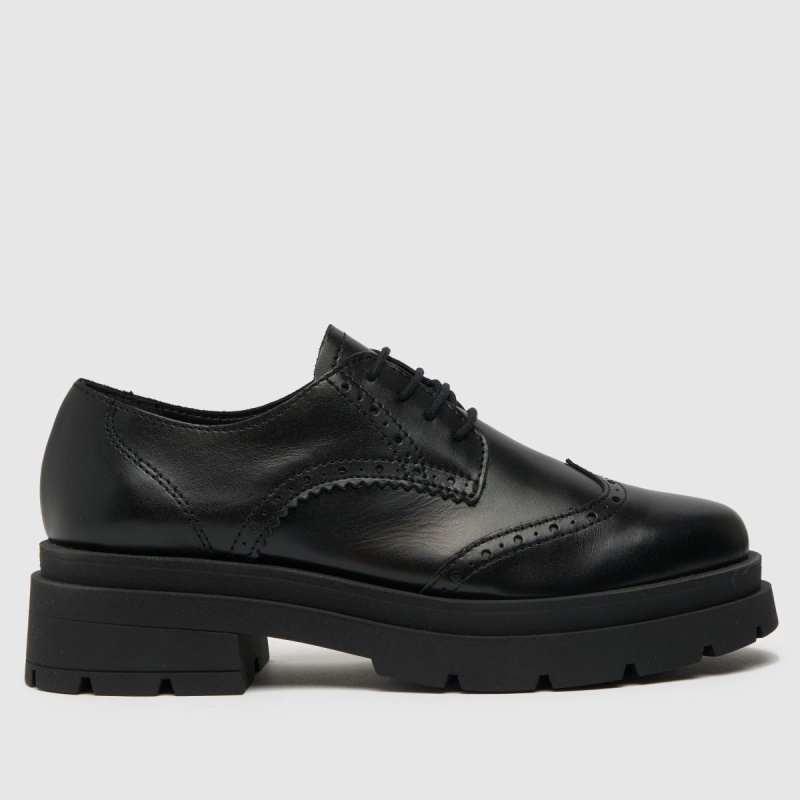 Negro Dr.martens Botas Schuh Lorin Zapatos Brogue De Cuero Con Cordones Planos