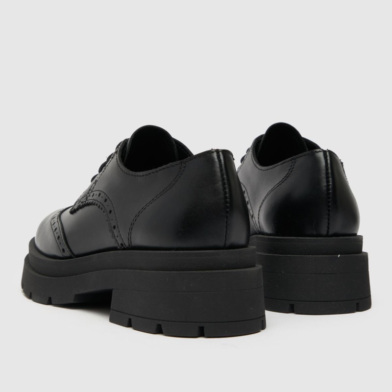 Negro Dr.martens Botas Schuh Lorin Zapatos Brogue De Cuero Con Cordones Planos