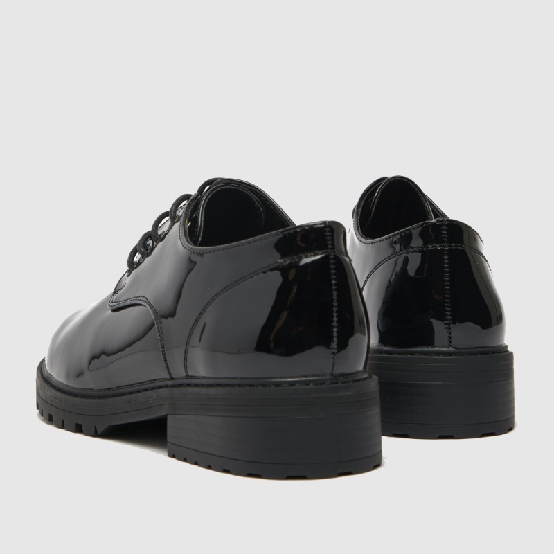 Dr.martens Botas Schuh Letty Zapatos Planos Con Cordones De Charol Negro