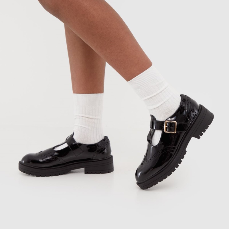 Negro Schuh Wide Fit Luca Charol Tbar Zapatos Planos Dr.martens Botas