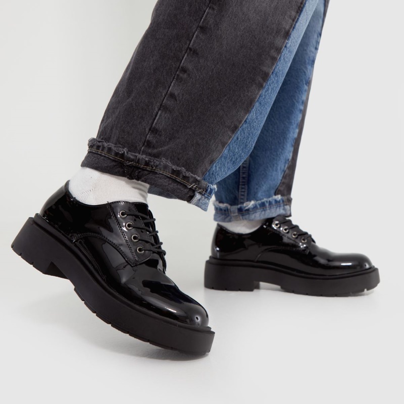 Schuh Liana Charol Cordones Zapatos Planos Negro Dr.martens Botas