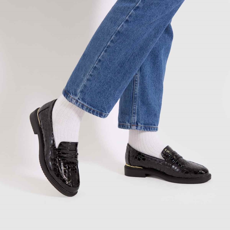 Dr.martens Botas Negro Schuh Lenzo Croc Charol Loafer Zapatos Planos