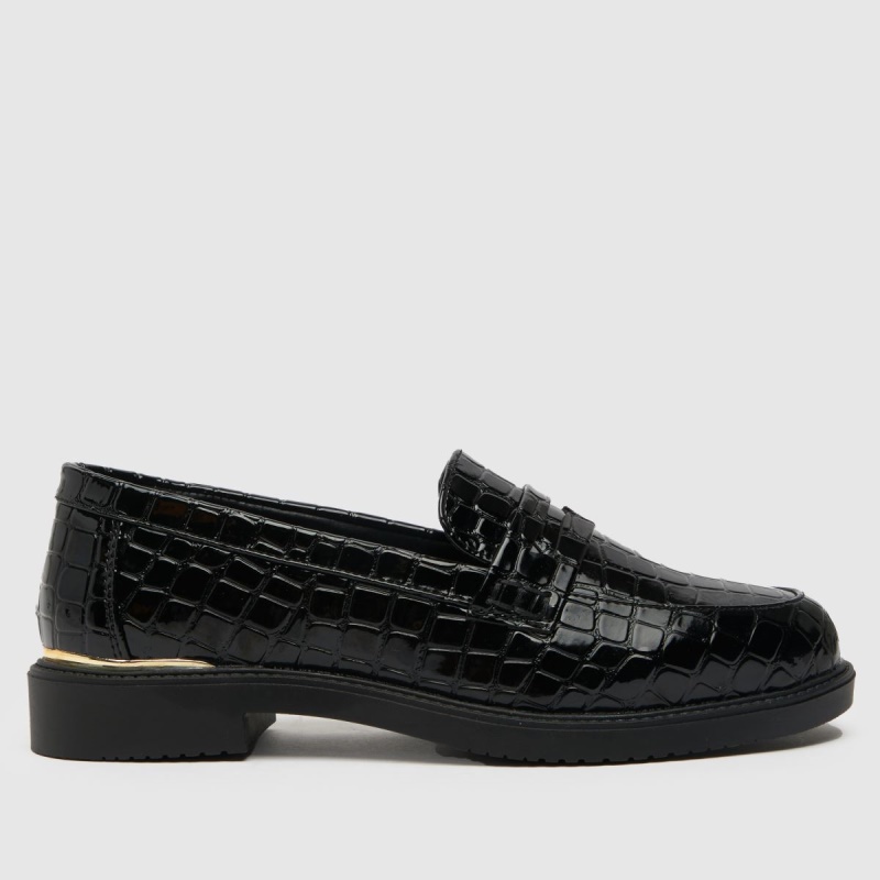 Schuh Wide Fit Lenzo Patent Loafer Flat Zapatos Negro Dr.Martens Boots