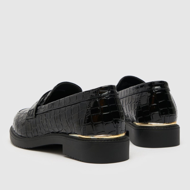 Schuh Wide Fit Lenzo Patent Loafer Flat Zapatos Negro Dr.Martens Boots