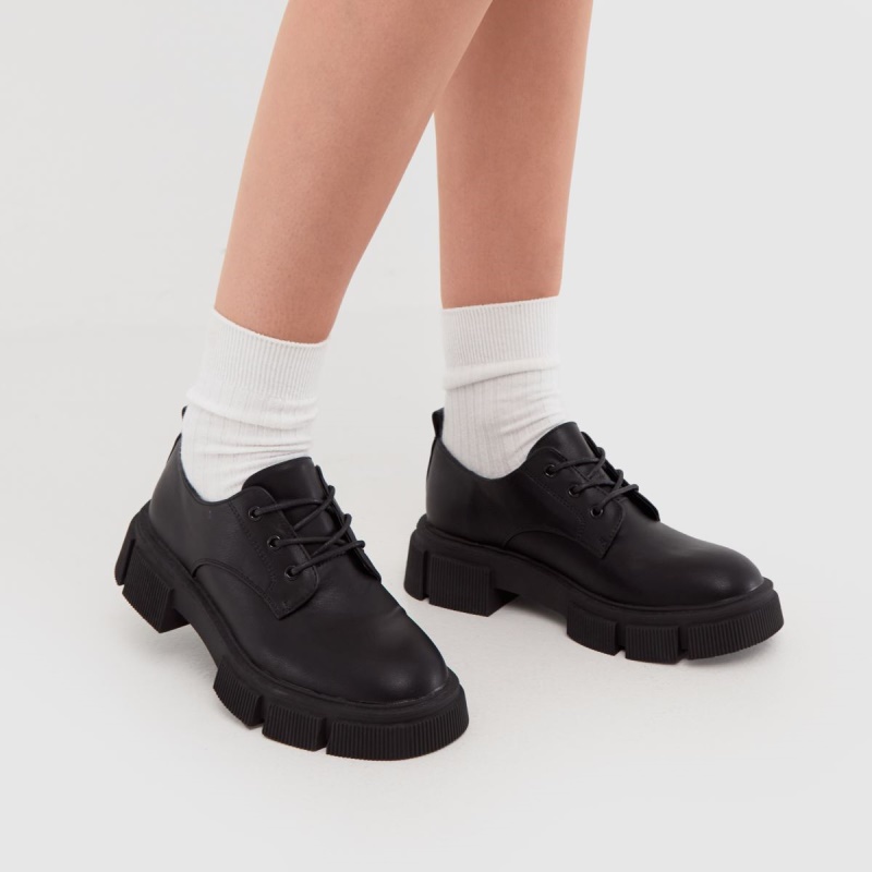 Dr.martens Botas Schuh Lancey Zapatos Planos Con Cordones Gruesos Negro