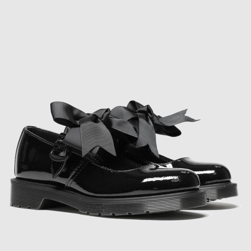 Dr Martens Mariel Zapatos Planos De Charol Negro Dr.martens Botas