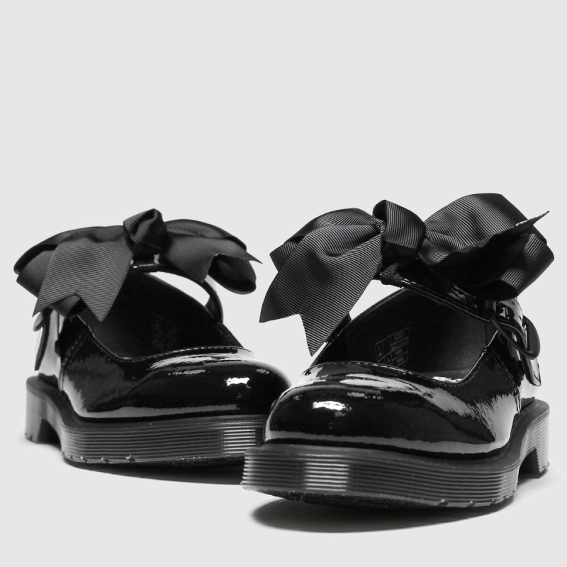 Dr Martens Mariel Zapatos Planos De Charol Negro Dr.martens Botas