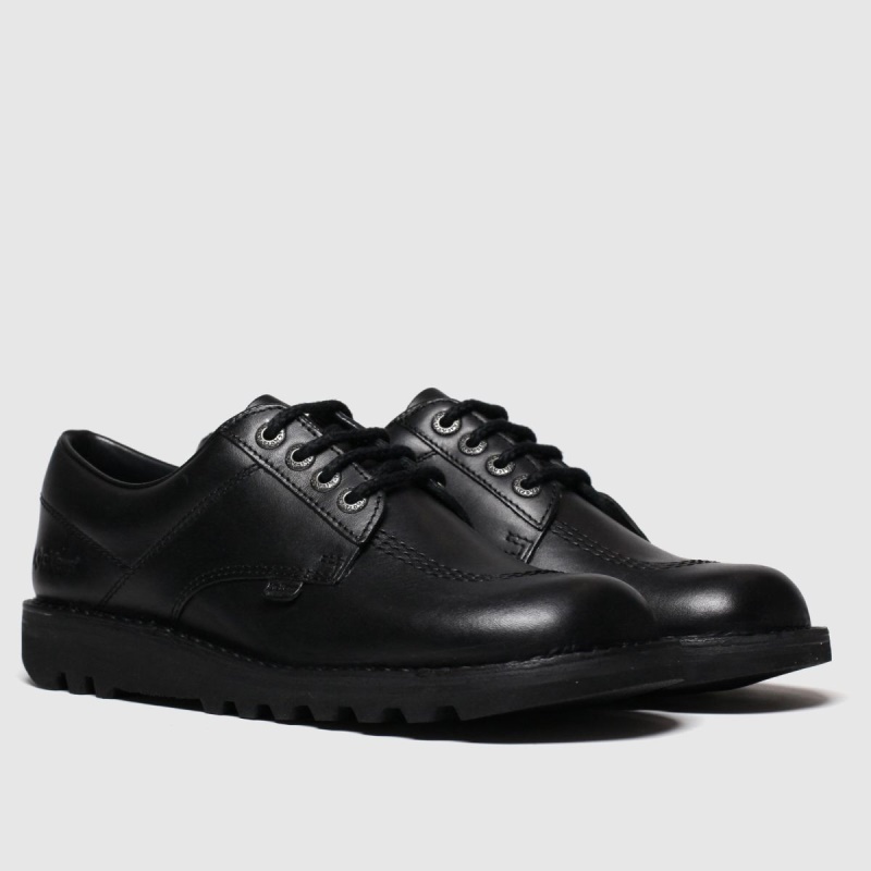 Negro Dr.martens Botas Kickers Kick Lo Mono Zapatos Planos