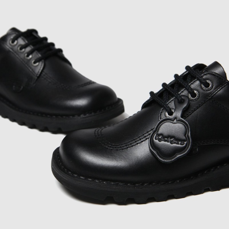 Negro Dr.martens Botas Kickers Kick Lo Mono Zapatos Planos