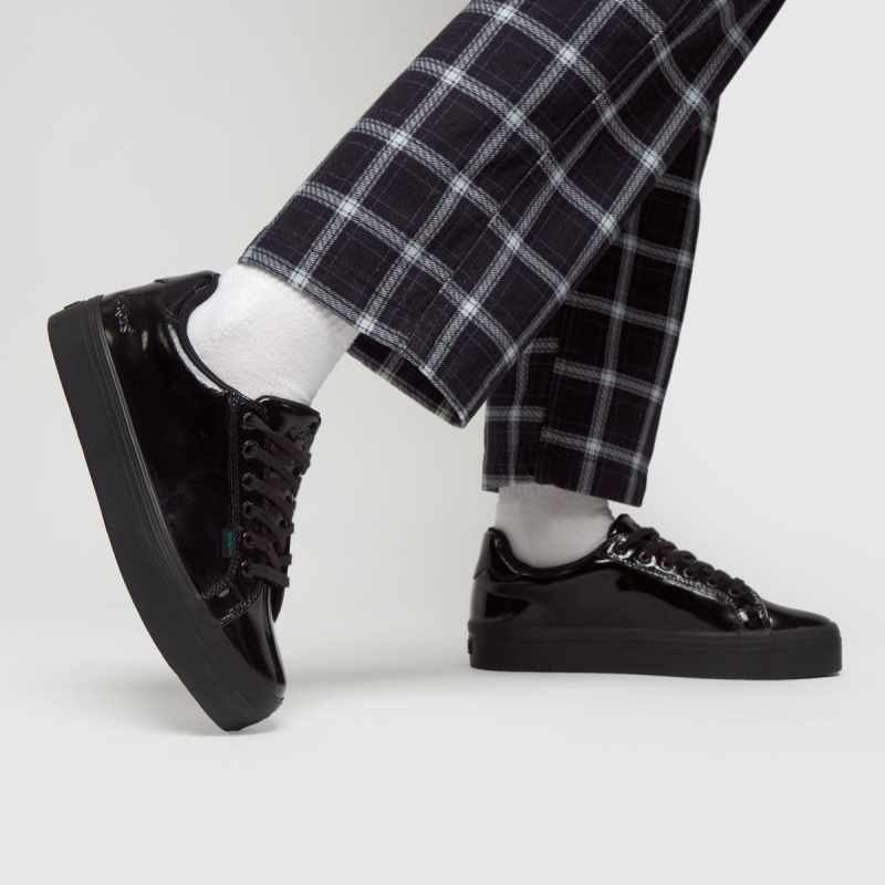 Negro Kickers Tovni Stack Mono Zapatos Planos Dr.martens Botas