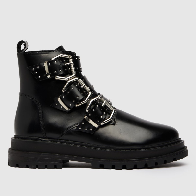 Negro Dr.martens Botas Schuh Alyssa Cuero Hebilla Hardware Botas