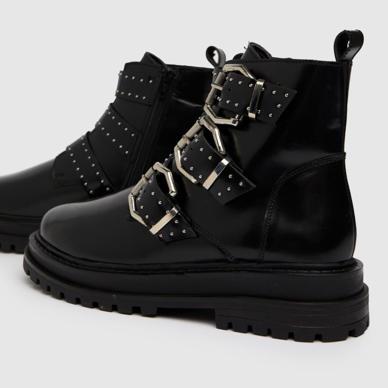 Negro Dr.martens Botas Schuh Alyssa Cuero Hebilla Hardware Botas