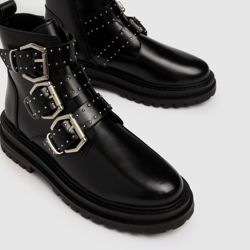 Negro Dr.martens Botas Schuh Alyssa Cuero Hebilla Hardware Botas