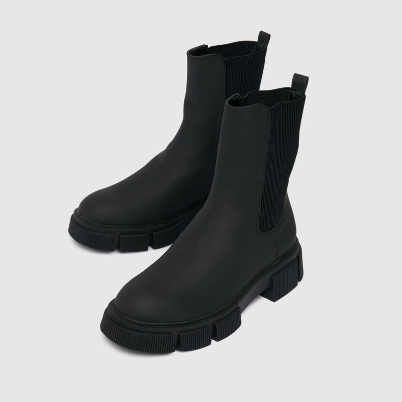 Negro Schuh Aniston Botas Chelsea Gruesas Dr.martens Botas