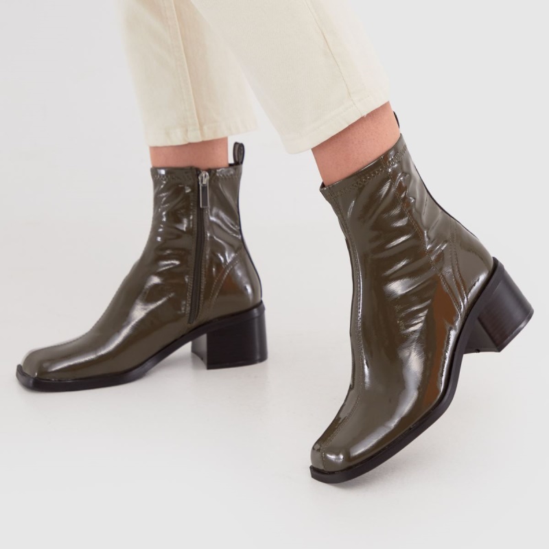 Dr.martens Botas Verde Oscuro Schuh Blake Botas Elásticas Con Punta Cuadrada