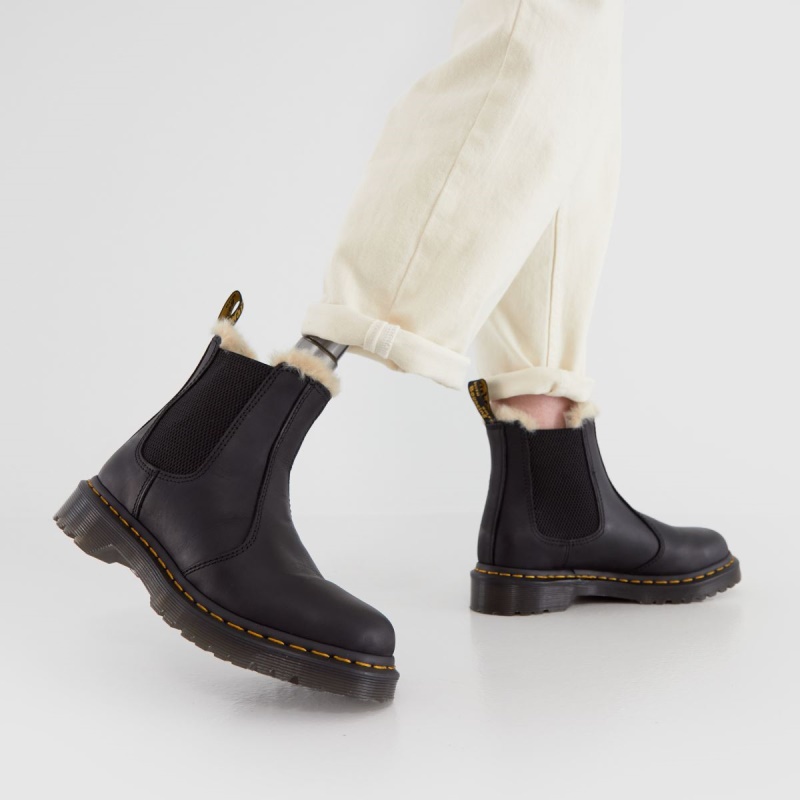 Botas Dr. Martins Leonore Fur Lined Chelsea Botas Dr.Martens Negras