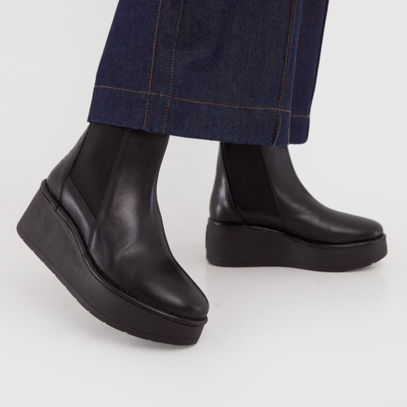 Botas Chelsea Con Plataforma Fly London Hagu Negro Dr.martens Botas