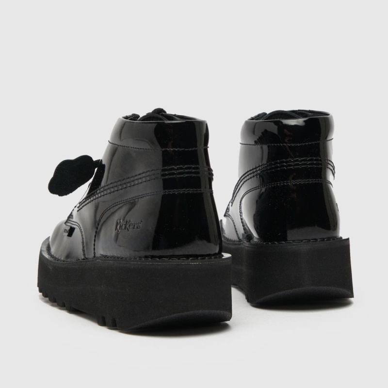 Negro Dr.martens Botas Kickers Hi Stack Charol Mono Flats