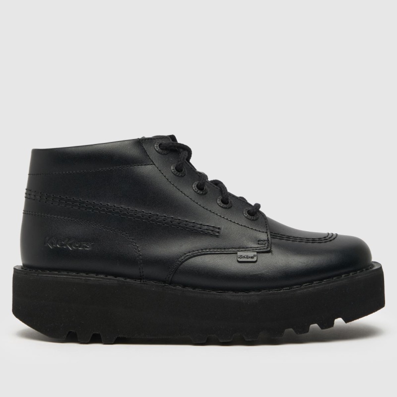 Kickers Hi Stack Mono Zapatos Planos Dr.martens Botas Negro