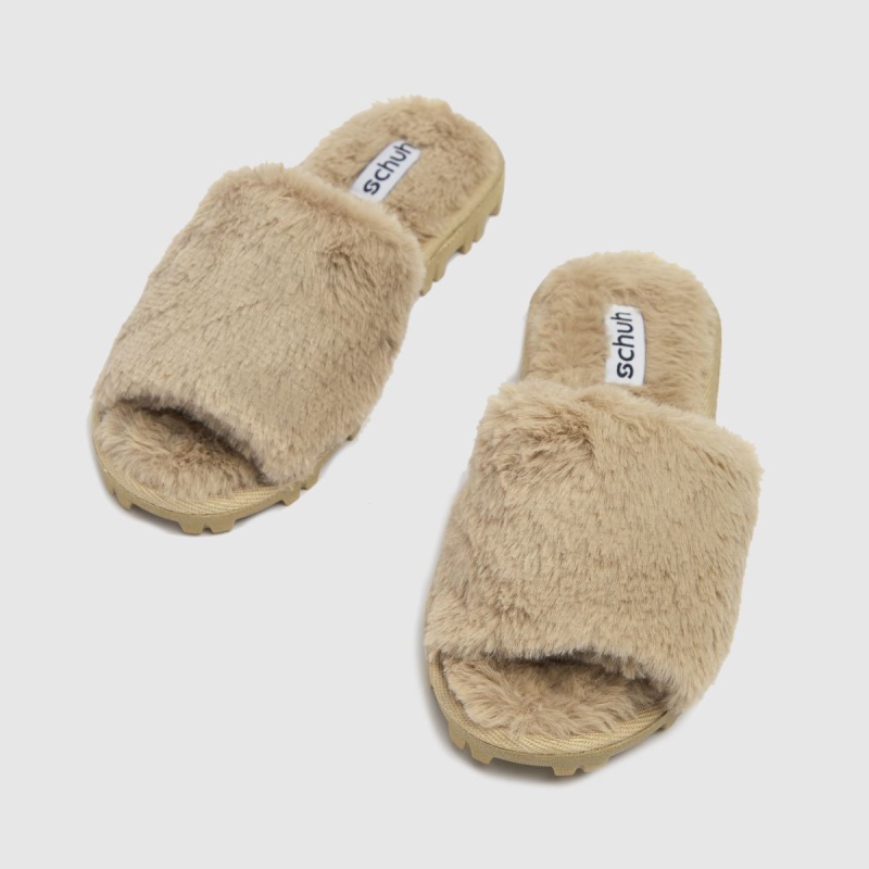 Schuh Hattie Fur Mule Slippers Dr.martens Botas Beige