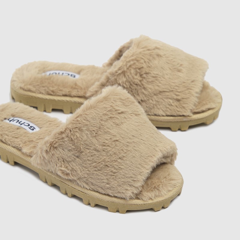 Schuh Hattie Fur Mule Slippers Dr.martens Botas Beige