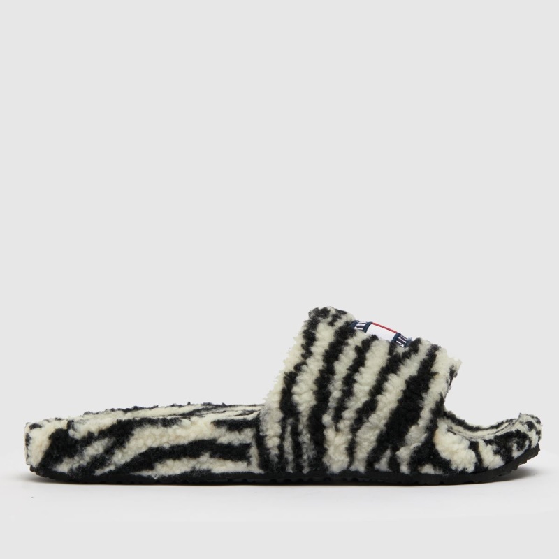 Tommy Jeans Wild Animal Print Pool Slide Slippers Blanco-negro Dr.martens Botas
