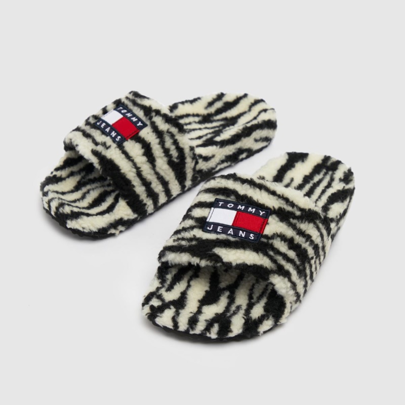 Tommy Jeans Wild Animal Print Pool Slide Slippers Blanco-negro Dr.martens Botas