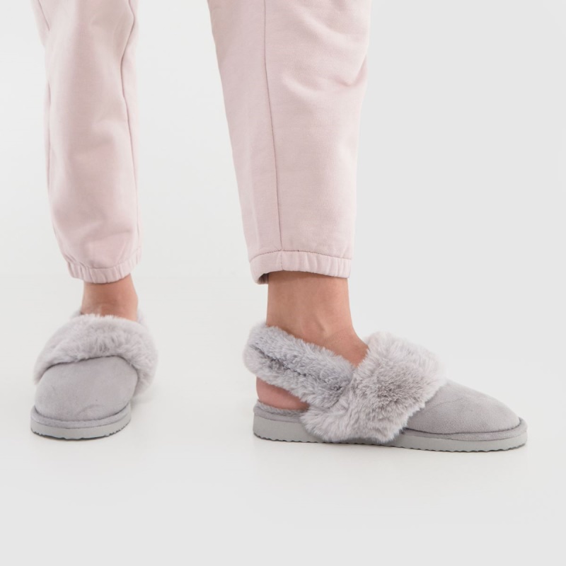 Schuh Hinch Fur Mule Slippers Gris Dr.martens Botas