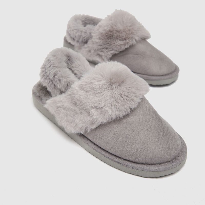 Schuh Hinch Fur Mule Slippers Gris Dr.martens Botas