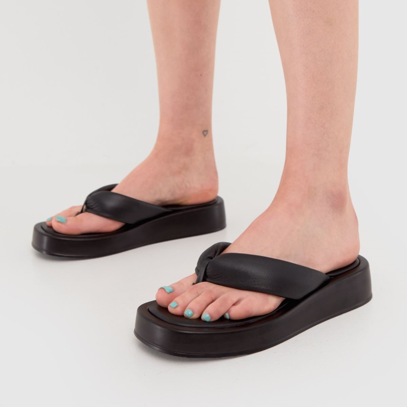 Schuh Tonya Flatform Toe Thong Sandals Dr.martens Botas Negro