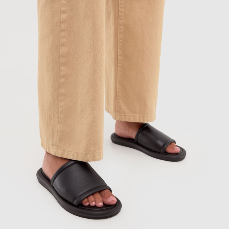 Negro Dr.martens Botas Schuh Toscana Cuero Acolchado Mule Sandalias