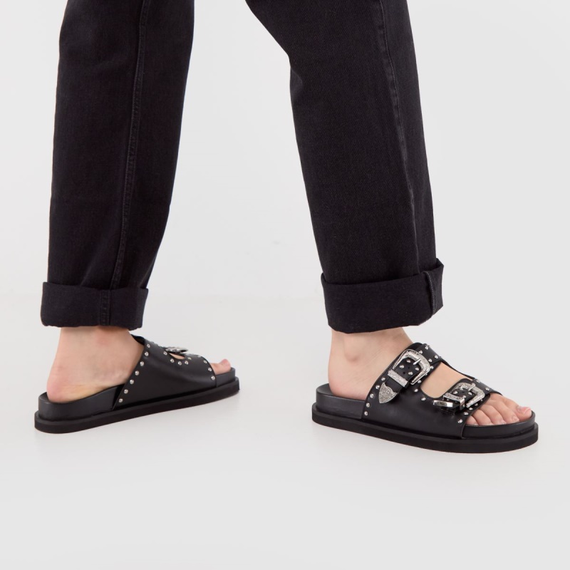 Schuh Treasure Cuero Tachuelas Sandalias Dr.martens Botas Negro