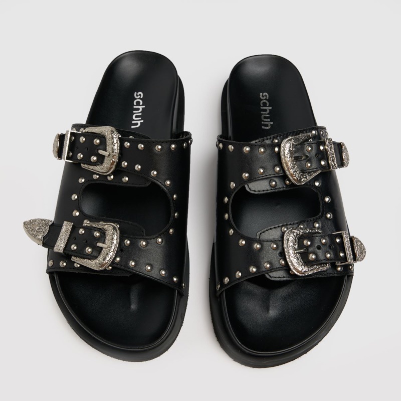 Schuh Treasure Cuero Tachuelas Sandalias Dr.martens Botas Negro