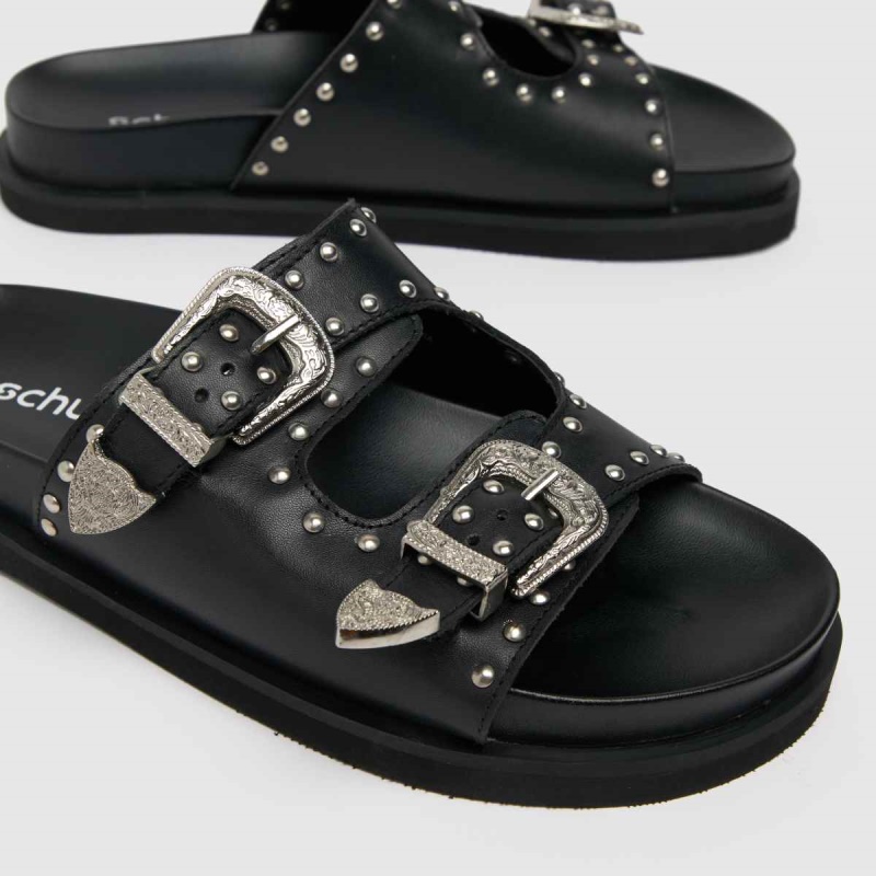 Schuh Treasure Cuero Tachuelas Sandalias Dr.martens Botas Negro