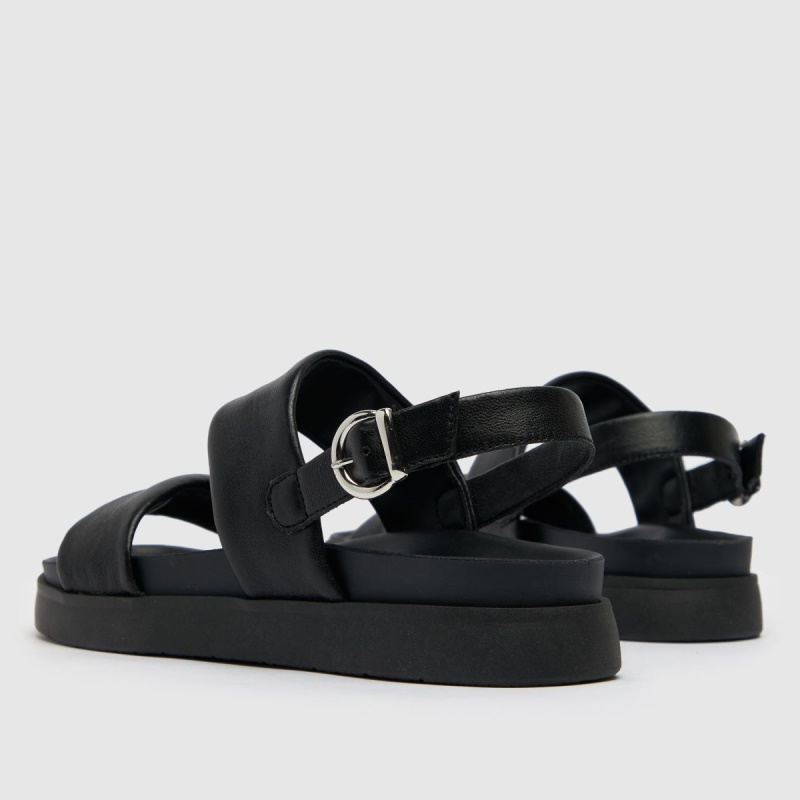 Negro Schuh Tasha Cuero Doble Banda Sandalias Dr.martens Botas