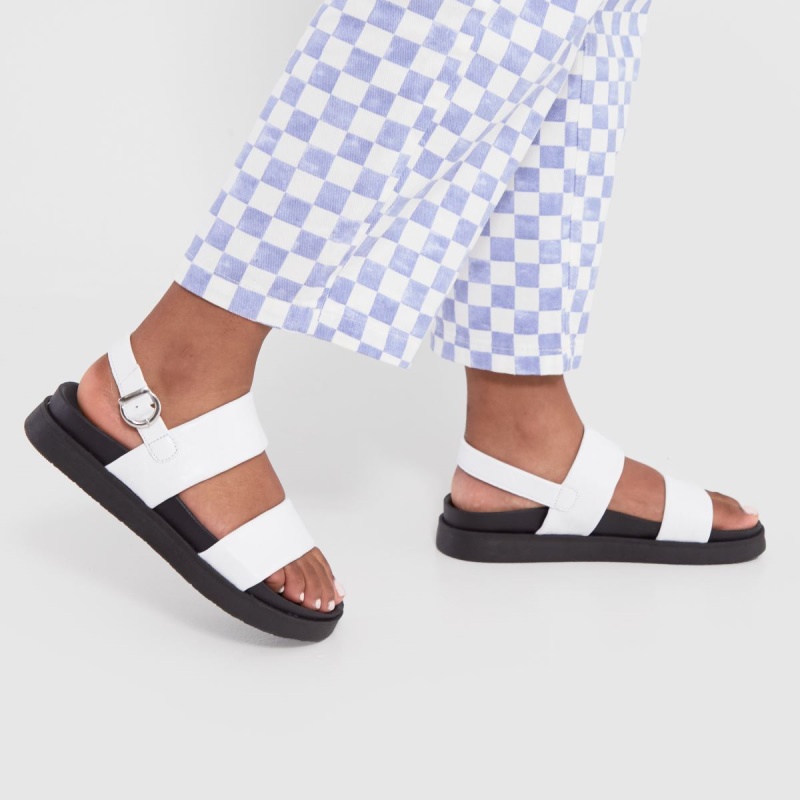 Schuh Tasha Cuero Doble Banda Sandalias Blanco Dr.martens Botas