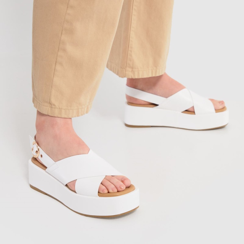 Dr.martens Botas Blanco Schuh Trini Tiras Cruzadas Sandalias Con Plataforma Plana