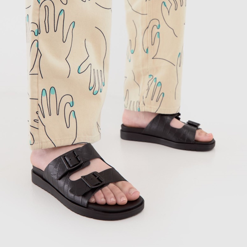 Dr.martens Botas Schuh Trista Croc Hebilla Plantilla Sandalias Negro